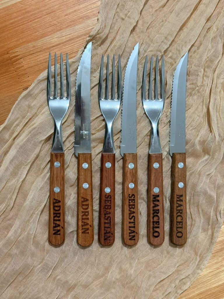 Juego de cuchillo mango fino + tenedor